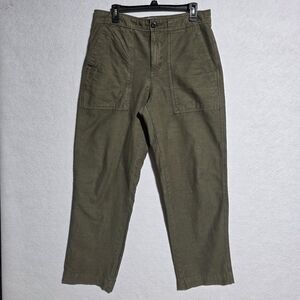 EUC EVERLANE ORGANIC COTTON & LINEN OLIVE GREEN UTILITY PANTS SZ 31